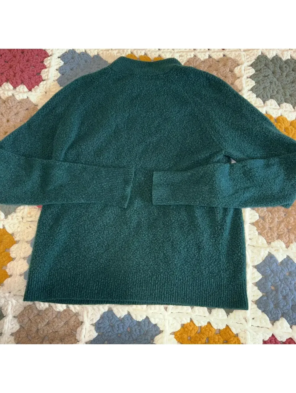 J.Crew Merino Wool Blend Women's XS Green Buttoned Mock Neck Sweater Cozy Casual
